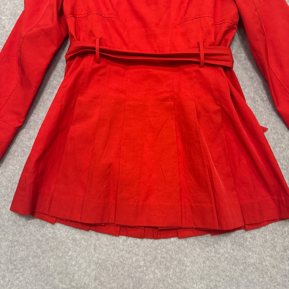 Guess‎ Womens Red Belted Trench Coat Pleated Hem Paisley Lining Large Y2K - Picture 15 of 15